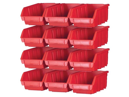 [FAIPAN12] 12 Plastic Storage Bins with Wall Mounting Rails