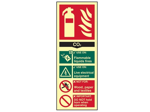 [SCA1592] Fire Extinguisher Composite CO2 - Photoluminescent 75 x 200mm