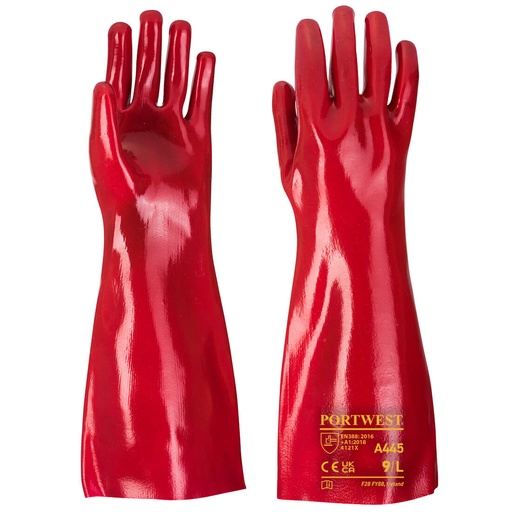 [Portwest A445RER] A445 Pvc Gauntlet - Red