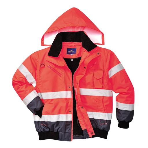 C465 Hi-Vis Contrast Bomber Jacket - Red/Navy