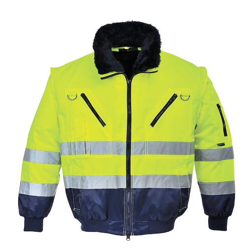 PJ50 Hi-Vis 3-in-1 Pilot Jacket - Yellow/Navy