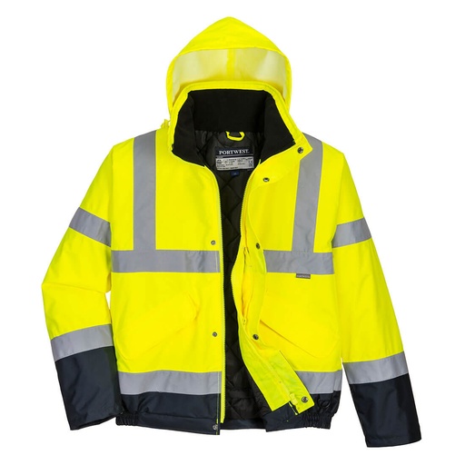 S266 Hi-Vis Two Tone Bomber Jacket - Yellow/Navy