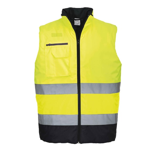 S267 Hi-Vis Two Tone Bodywarmer - Yellow/Navy