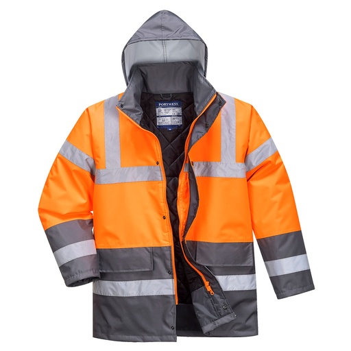 S467 Hi-Vis Two Tone Traffic Jacket - Orange/Grey