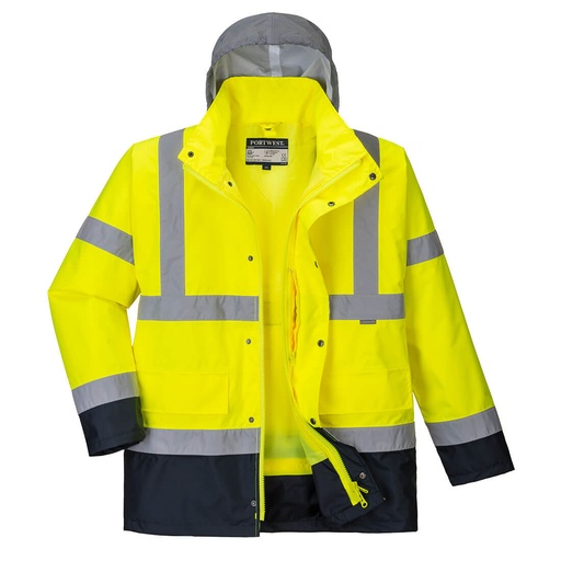 S471 HiVz 4in1 Contrast Traffic Jacket - Yellow/Navy