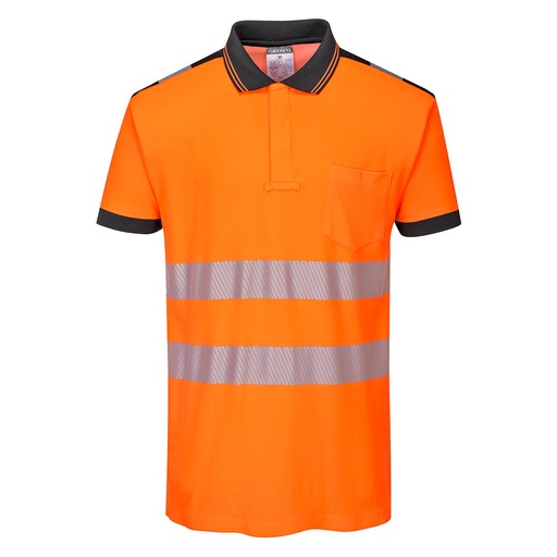 T180 Pw3 Hi-Vis Polo Shirt S/S - Orange/Black