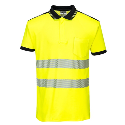 T180 Pw3 Hi-Vis Polo Shirt S/S - Yellow/Black