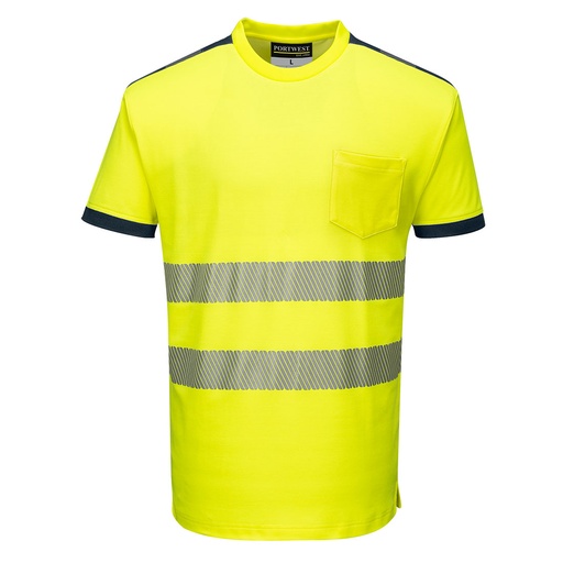 T181 Pw3 Hi-Vis T-Shirt S/S - Yellow/Navy