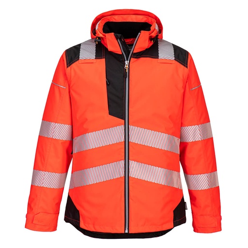 T400 Pw3 Hi-Vis Winter Jacket - Red/Black