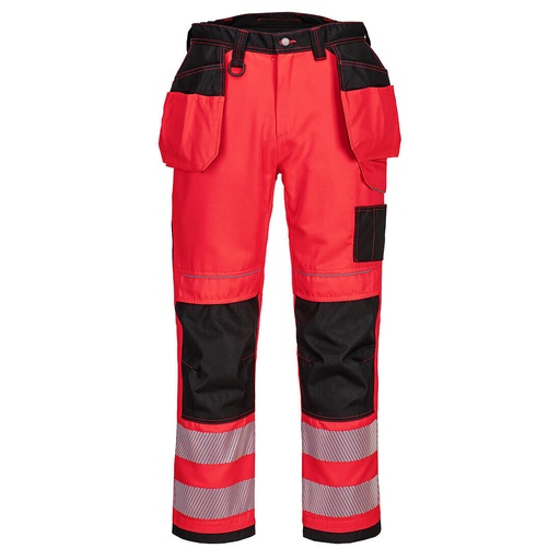 T501 Pw3 HiVis Holster Work Trouser - Red/Black