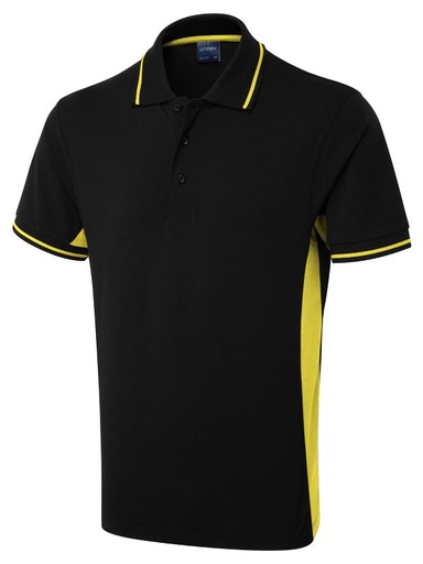 Uneek 117 Two Tone Polo - Black/Yellow