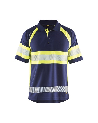 Blaklader 333810518933 Hi-Vis Polo Shirt - Navy Blue/Hi-Vis Yellow