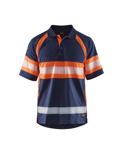 Blaklader 333810518953 Hi-Vis Polo Shirt - Navy Blue/Orange