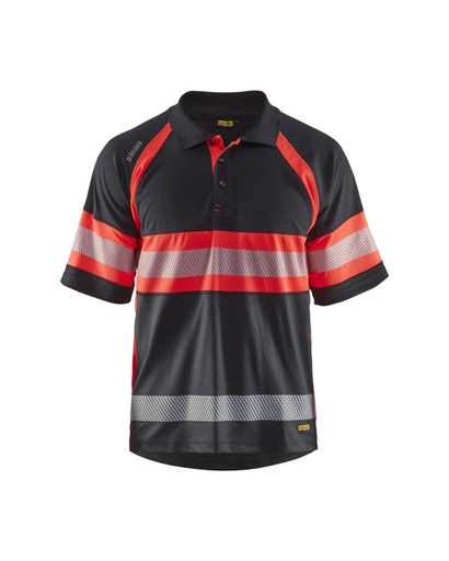 Blaklader 333810519955 Hi-Vis Polo Shirt - Black/Red Hi-Vis