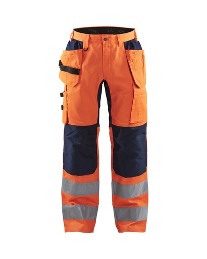 Blaklader 155218115389 Hi-Vis Trousers with Stretch - Orange/Navy Blue