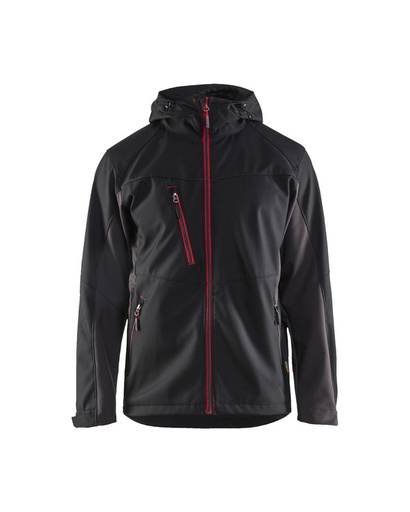 Blaklader 475325169956 Softshell jacket with hood - Black/Red