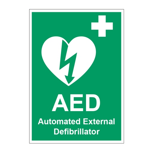 [HBS 15053] AED Automated External Defibrillator - SAV (100 x 150mm)