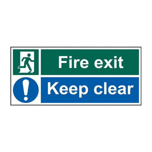 [HBS 12132] Fire exit Keep clear - SAV (450 x 200mm)