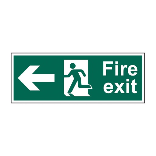 [HBS 14791] Fire exit running man arrow left - FMX D/SIDED (450 x 150mm)