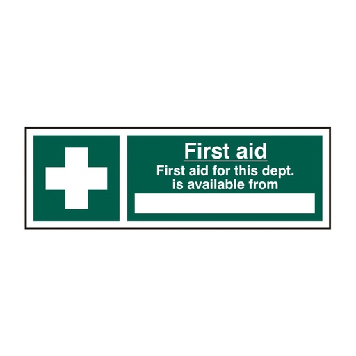 [HBS 12040] First aid First aid for this department is available from _____ - SAV (300 x 100mm)