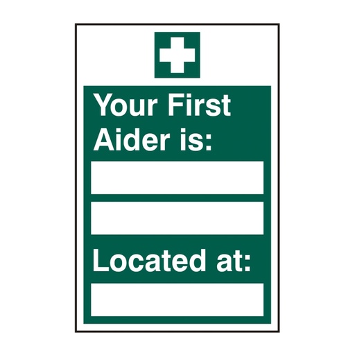 [HBS 12044] Your first aider is: _____ Located at: _____ - SAV (200 x 300mm)