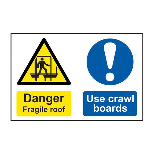 [HBS 14433] Danger fragile roof Use crawl boards - SAV (600 x 400mm)