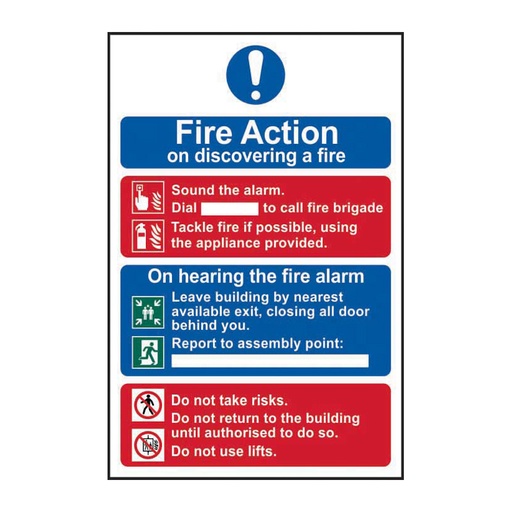 [HBS 14305] Fire action procedure - SAV (200 x 300mm)