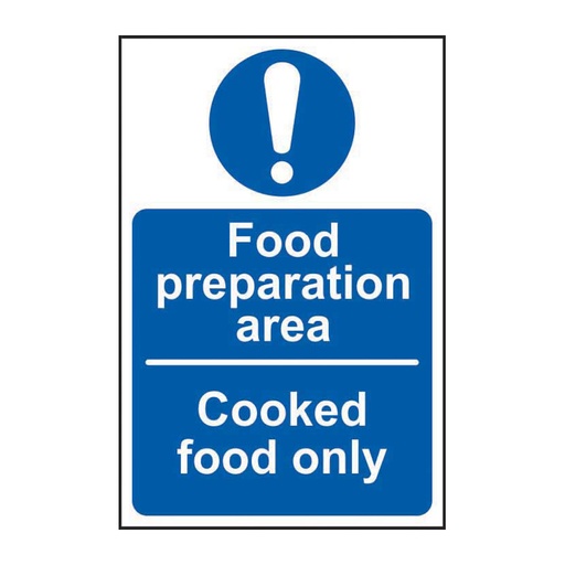 [HBS 11502] Food preparation area Cooked food only - SAV (100 x 150mm)