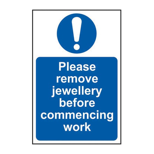 [HBS 11470] Please remove jewellery before commencing work - SAV (200 x 300mm)