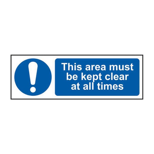 [HBS 11360] This area must be kept clear at all times - SAV (300 x 100mm)