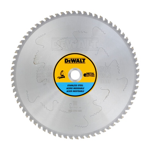 [DEWDT1921-QZ] DeWalt 355x25.4 70T Sless Steel Stationary