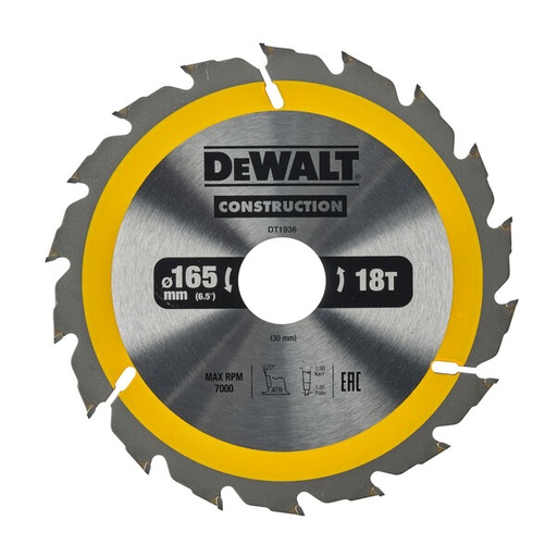 [DEWDT1936-QZ] DeWalt Construction Circ Saw Blade 165x30mm 18T (Ac)