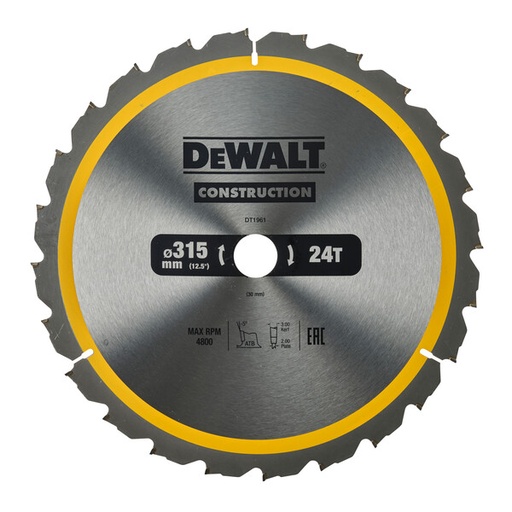 [DEWDT1961-QZ] DeWalt Construction Circ Saw Blade 315x30mm 24T