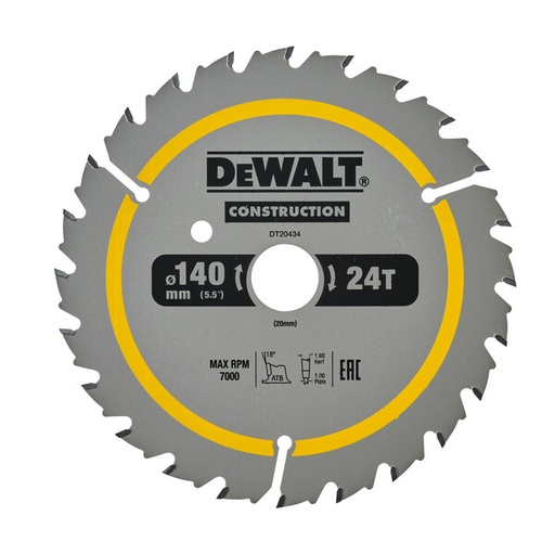 [DEWDT20434-QZ] DeWalt Csb Construction 140mmx20mm 24T