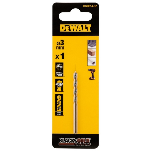 [DEWDT20514-QZ] DeWalt 3mm Black Gold Hss Drill Bit