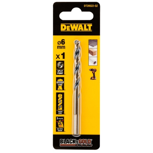 [DEWDT20522-QZ] DeWalt 6mm Black Gold Hss Drill Bit