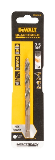 [DEWDT20611-QZ] DeWalt 7.5mm Black and Gold Hex Drill Bit