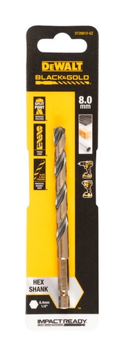 [DEWDT20612-QZ] DeWalt 8.0mm Black and Gold Hex Drill Bit