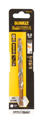 [DEWDT20614-QZ] DeWalt 9.0mm Black and Gold Hex Drill Bit