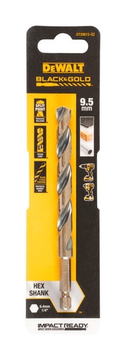 [DEWDT20615-QZ] DeWalt 9.5mm Black and Gold Hex Drill Bit