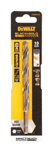 [DEWDT20616-QZ] DeWalt 10.0mm Black and Gold Hex Drill Bit