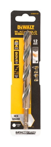 [DEWDT20618-QZ] DeWalt 12.0mm Black and Gold Hex Drill Bit