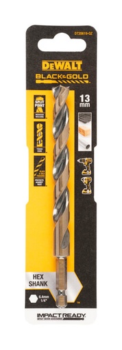 [DEWDT20619-QZ] DeWalt 13.0mm Black and Gold Hex Drill Bit