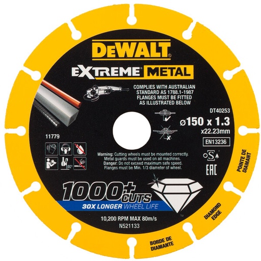 [DEWDT40253-QZ] DeWalt Extreme Metal 150x22.23x1.3mm