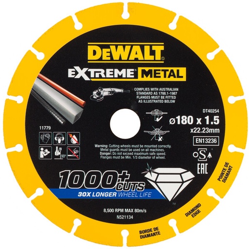 [DEWDT40254-QZ] DeWalt Extreme Metal 180x22.23x1.5mm