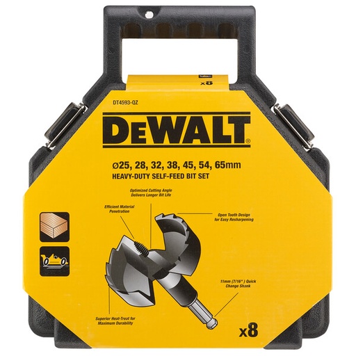 [DEWDT4593-QZ] DeWalt 8pc Self Feed Forstner Drill Set