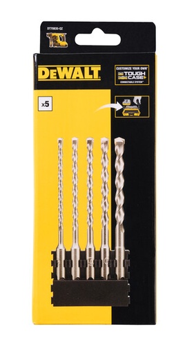 [DEWDT70835-QZ] DeWalt 5pc Bit Bar + SDS Plus 5.5x160mm (x1) 6x160mm (x1) 7x160mm (x1) 8x160mm (x1) 10x160mm (x1)