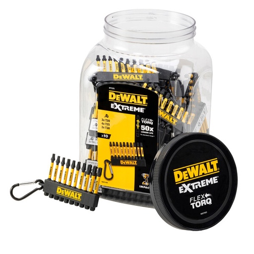 [DEWDT7275-QZ] DeWalt ir 10pc Torx Bit Keyring T20 x2 T25 x4 T30 x4 Sweetie Jar (50pcs)