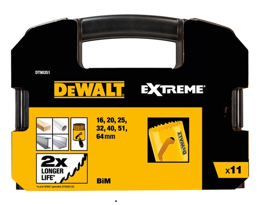 [DEWDT90351-QZ] DeWalt Bim Holesaw Elec. 11pc Extreme Set