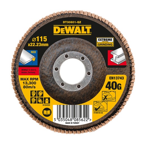 [DEWDT30601-QZ] DeWalt Ex Flap Disc 115mmx22.2mmx40G